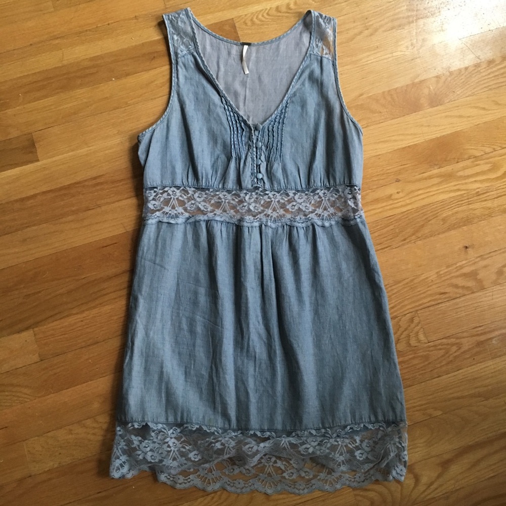 Free People Chambray Lace Dress
